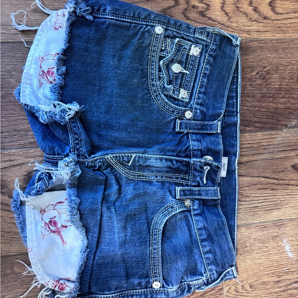 Vintage True Religion Blue Denim Cutoff Shorts